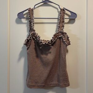 Striped Brown and White Women's Top
